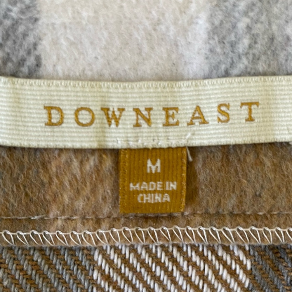 Brown/Gray/Cream Plaid Wool Blend Snap Down A line Mini Skirt size M - Picture 5 of 7
